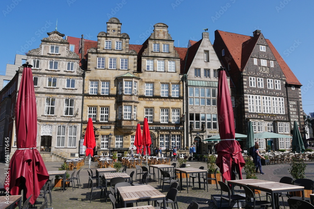 Historische Giebelhäuser am Marktplatz in Bremen