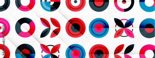 Colorful circles in a grid composition abstract background. Design for wallpaper, banner, background, landing page, wall art, invitation, prints, posters