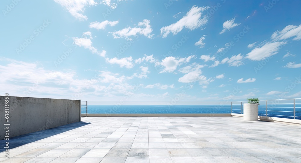 Concrete floor and sea view