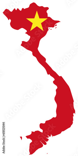 Vietnam map with country flag