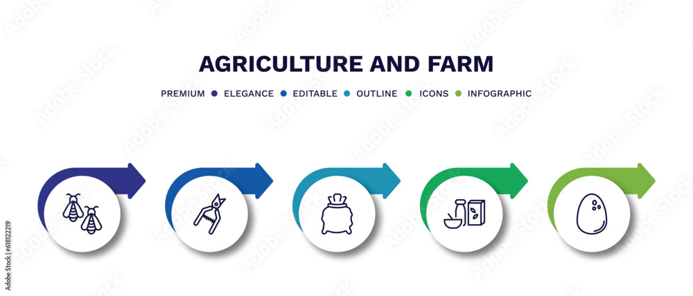 set of agriculture and farm thin line icons. agriculture and farm outline icons with infographic template. linear icons such as bees, shears, sack, cereals, egg vector. set of agriculture and farm thin line icons. agriculture and farm outline icons with infographic template. linear icons such as bees, shears, sack, cereals, egg vector.