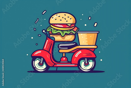 Delivery of tasty and healthy food on bright background  Ai generated