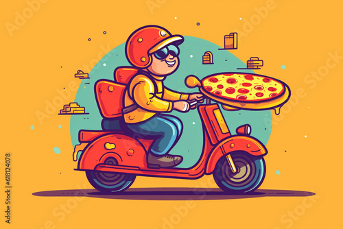 Delivery of tasty and healthy food on bright background, Ai generated