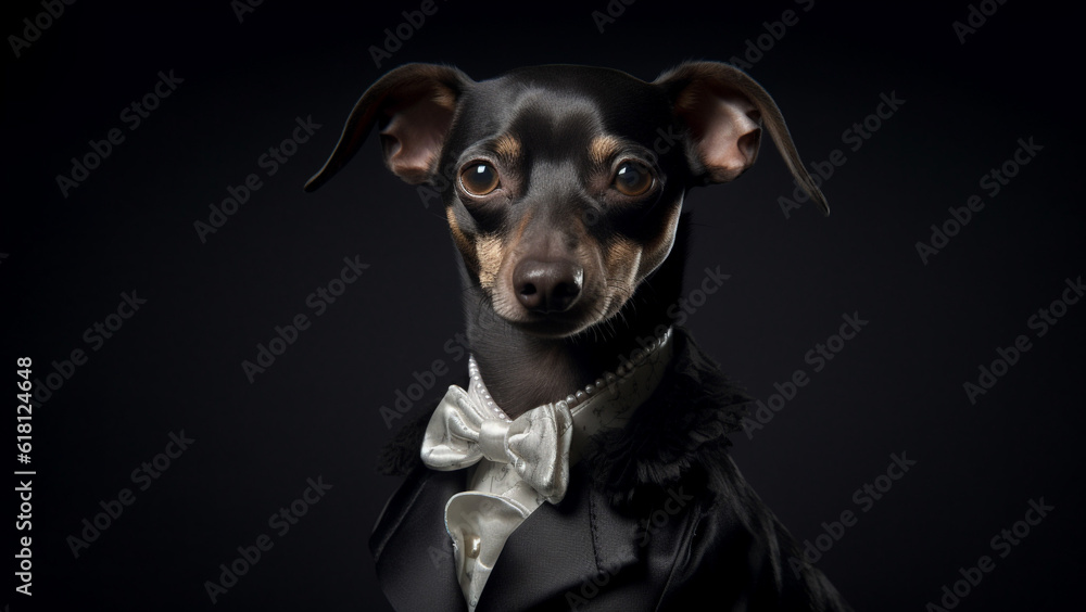 Elegant luxury nightclub dress code, dog portrait fashion style