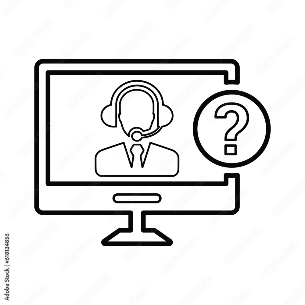 Online Technical Help icon. Line, outline design. Online Technical Help icon. Line, outline design.