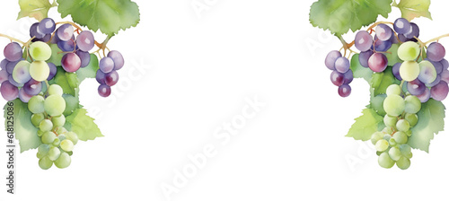葡萄の水彩イラスト バナー Generative AI