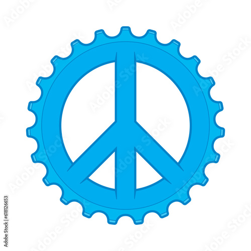 Vector peace symbol in bicycle style, Chainring. Isolated on white background.