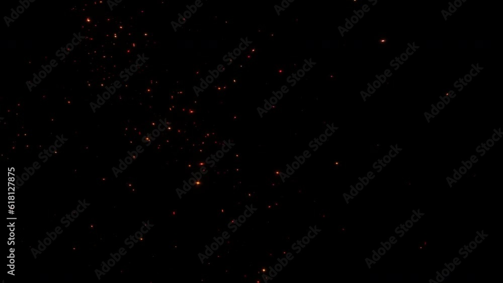 Abstract loop animation with fire particles, sparks on transparent alpha channel