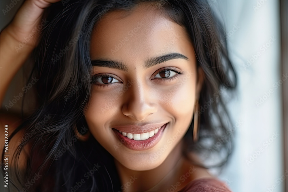 Beauty portrait of Indian woman with clean healthy skin Beauty portrait of Indian woman with clean healthy skin