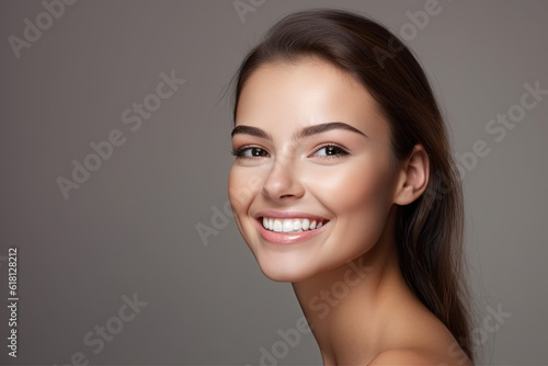 Beauty portrait of caucasian woman with clean healthy skin