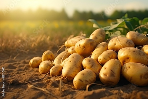Unwashed Potatoes in Natural Surroundings. Generative AI