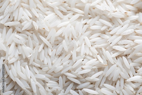 Close up of uncooked rice as background, top view. Whole background.Generated ai