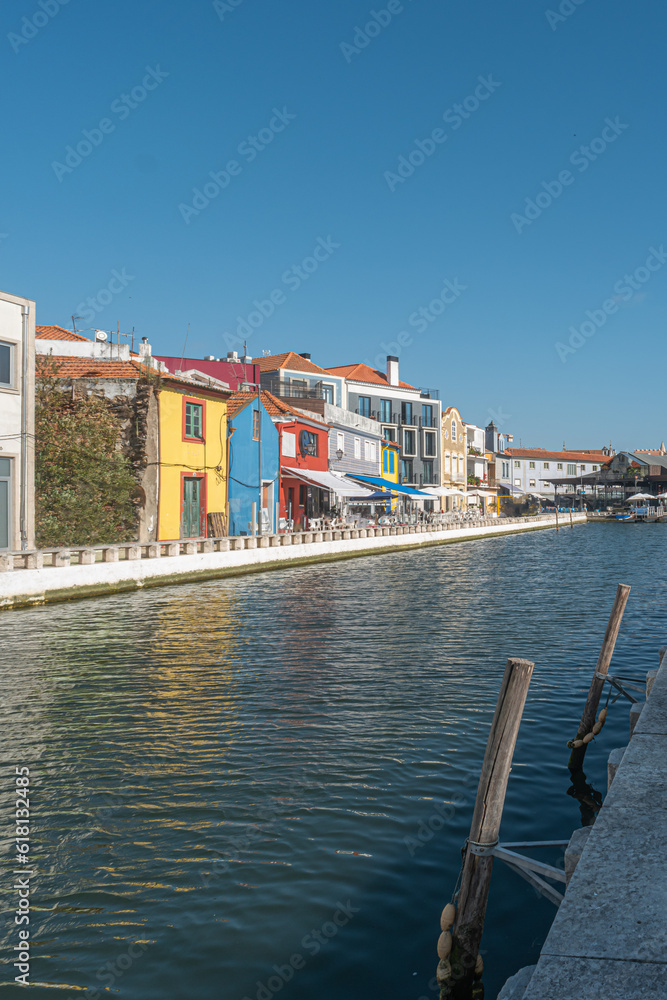 Art Nouveau Buildings And Boats In Aveiro, Centro Region of Portugal, Europe