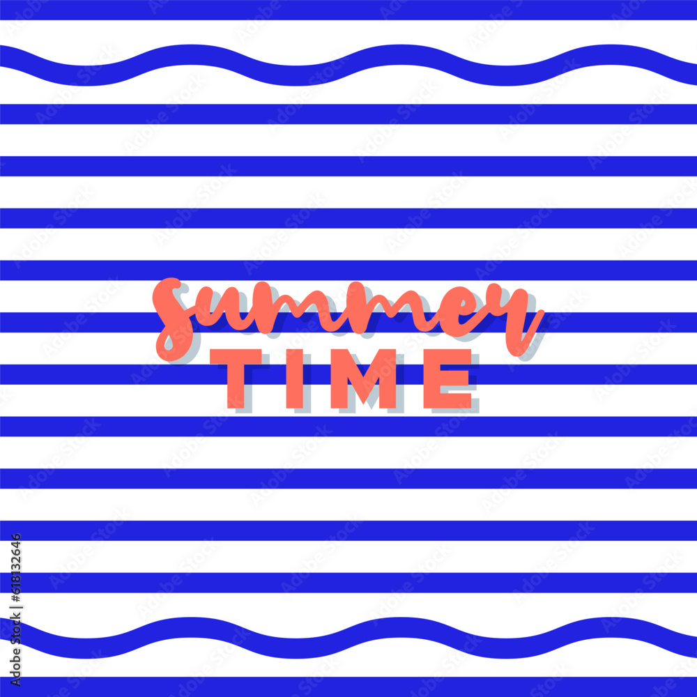 Summer time minimalist background. Stripy blue banner. For social media post, promotional banner or advertising. Vector illustration, flat design Summer time minimalist background. Stripy blue banner. For social media post, promotional banner or advertising. Vector illustration, flat design