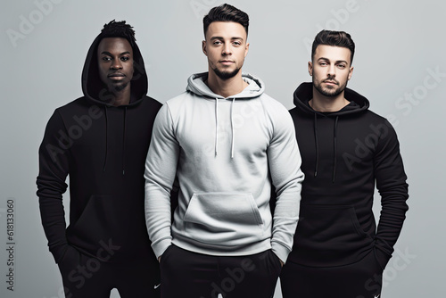 Multi-ethnic group of three young African American men standing