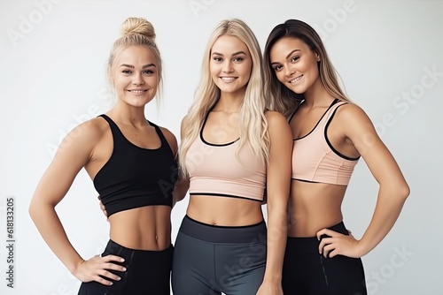 Celebrating sport and fitness Three young women