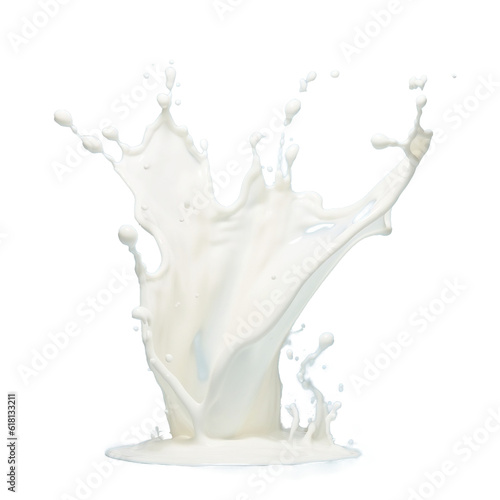 Milk Splash and pouring on transparent png background