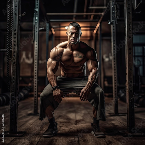 muscular bodybuilder flexing his muscles © Soroosh