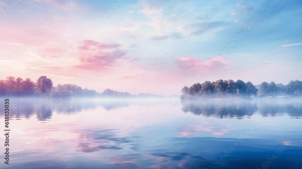 Calming lake meditation background still waters reflection, wallpaper, copy space, background