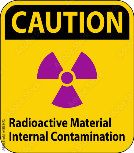 Caution Radiation Sign Radioactive Material Internal Contamination
