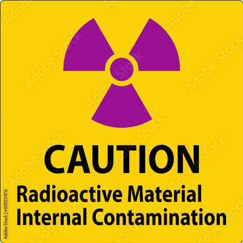 Caution Radiation Sign Radioactive Material Internal Contamination