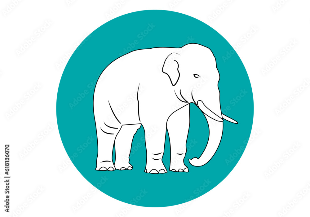 Icono de elefante blanco sobre círculo verde Icono de elefante blanco sobre círculo verde