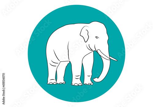 Icono de elefante blanco sobre c  rculo verde