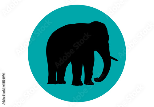 Icono de elefante sobre círculo verde