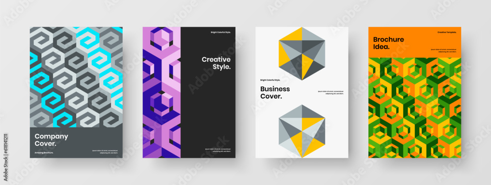 Vivid mosaic pattern poster concept composition. Clean journal cover vector design illustration collection. Vivid mosaic pattern poster concept composition. Clean journal cover vector design illustration collection.