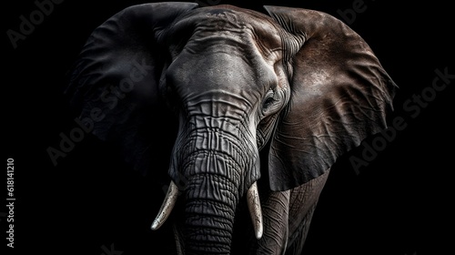 African elephant on the black back. Generative AI