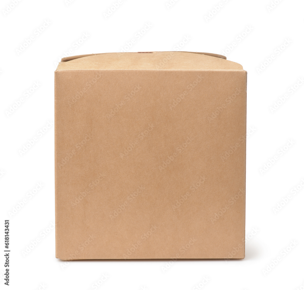 Front view of blank brown paper gift box Front view of blank brown paper gift box