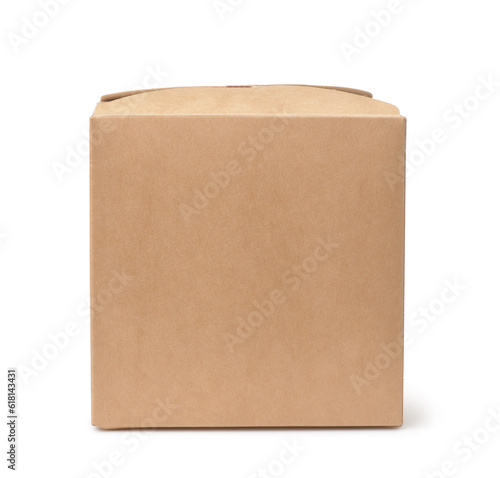 Front view of blank brown paper gift box