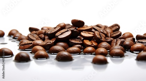 coffee beans on white background. generative ai