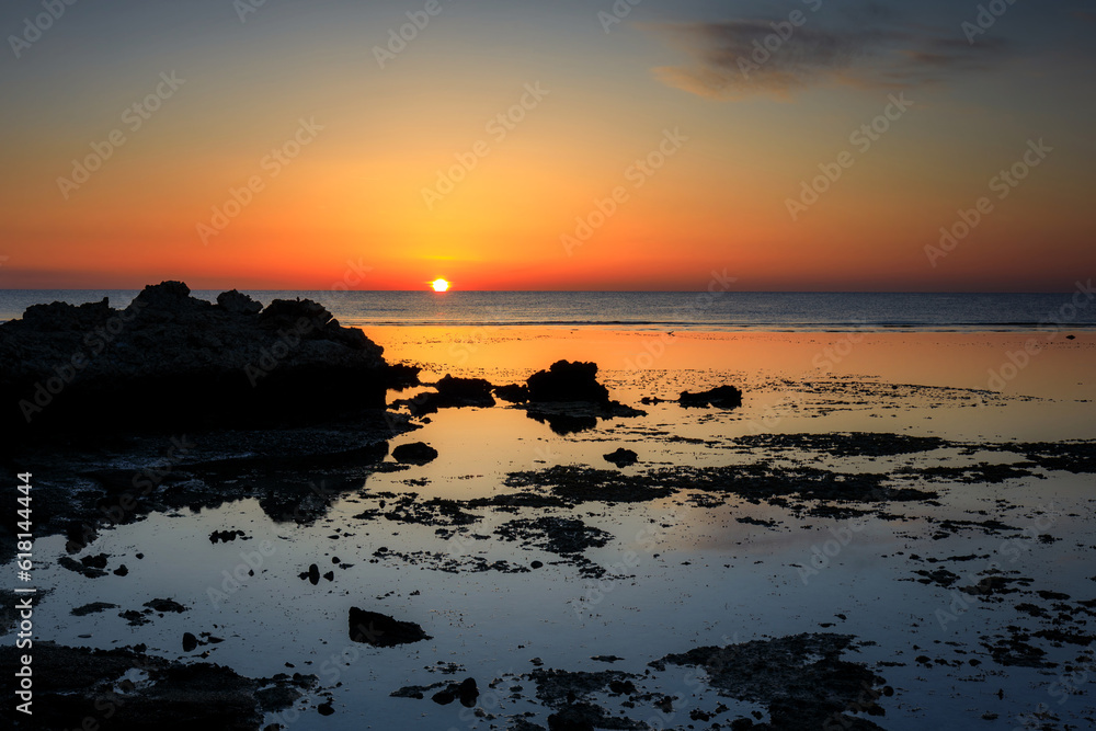 Beautiful coastline of the Red Sea in Marsa Alam at sunrise, Egypt