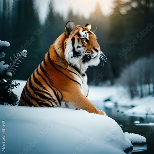 Fotobehang tigre, animal, felinos, fauna, inhospitalario, felíno