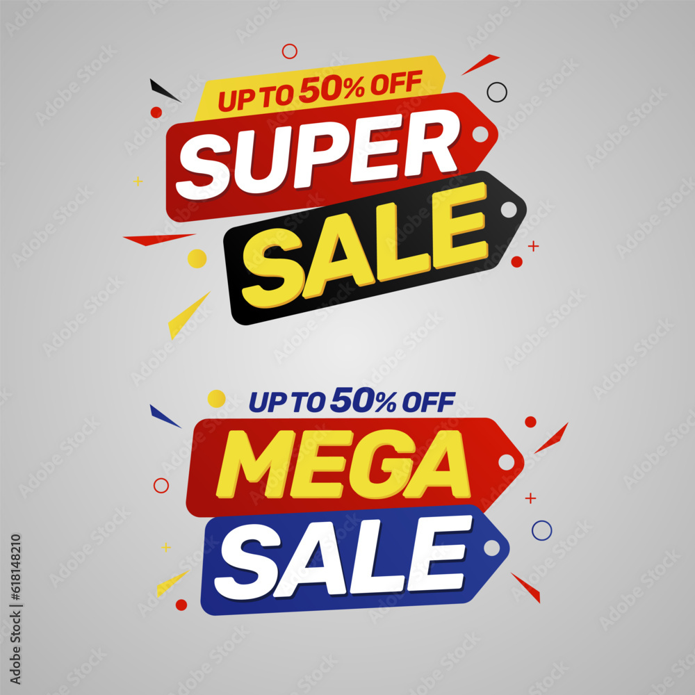 Obraz premium Set of discount offer price label, sale promo marketing