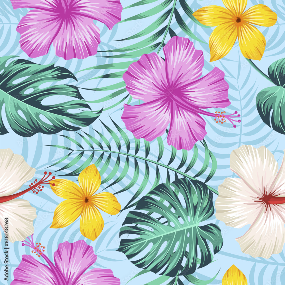 Floral seamless pattern with leaves. tropical background Floral seamless pattern with leaves. tropical background
