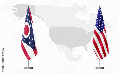 Ohio US and USA flags for official meeting