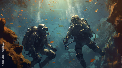 underwater scuba divers, Generative AI