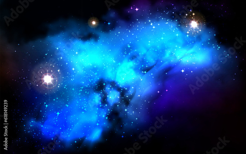 Bright Night Sky with star cluster. Vector illustration.