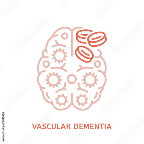 Vector dementia symbol in outline style. Editable illustration