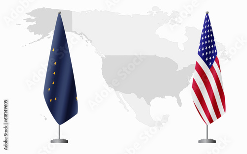 Alaska US and USA flags for official meeting