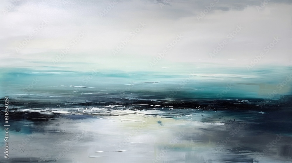 Abstract watercolor painting of sea and sky background. Generative AI.