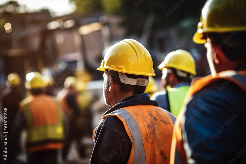 AI generated image of construction workers with helmet AI generated image of construction workers with helmet