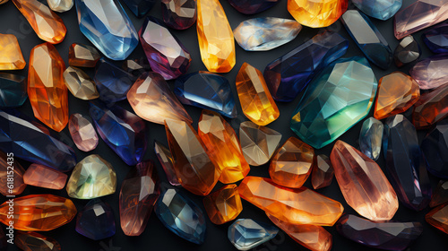 A Pile Of Various Multi-Colored Crystals Of Various Shapes And Sizes Created Using Artificial Intelligence © Damianius