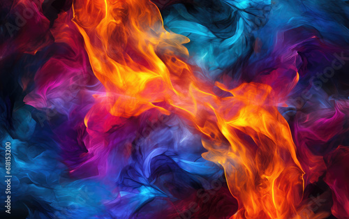 beauty and intensity of colorful flames AI Generative