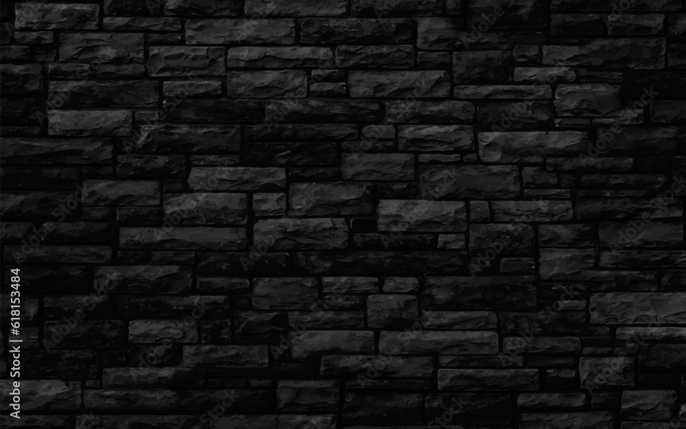 Dark empty grunge concrete brick, vintage vector background.