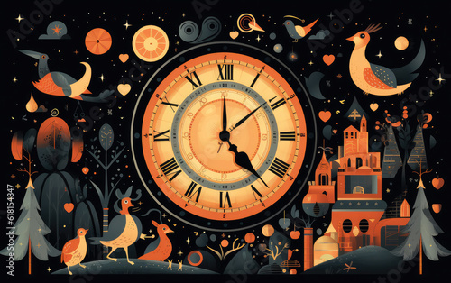 new year background with clock AI Generative