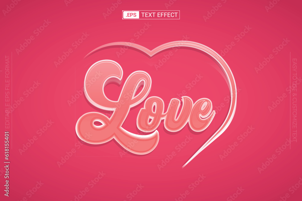 Beautiful Love text effect with creative love shape.