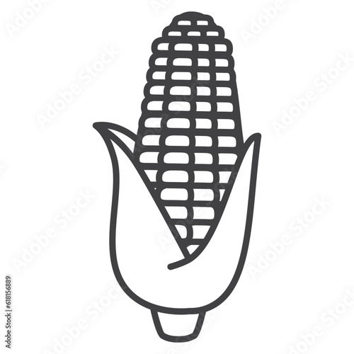 Corn line icon.Vegetables concept. An ear of corn outline vector illustration.Isolated on white background.Vegetarianism and veganism food.